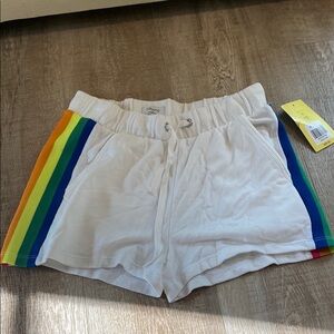 White Rainbow Stripe Women's Shorts